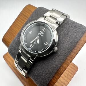 Nexus Quartz Stainless Steel Bracelet Watch Black Dial 12 3 6 9